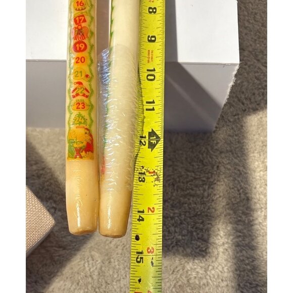 Advent Calendar Taper Candles Festive Holiday & Numbers 14.5" Set Of 2 Vintage - Picture 7 of 7